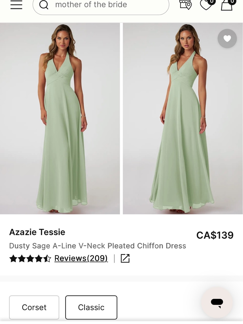Azazie Maxi Halter V-Neck Dress in Dusty Sage